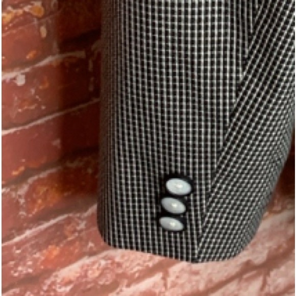 DKNY Black and White Skinny Fit Houndstooth Blazer - Picture 6 of 10